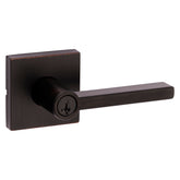 Kwikset Signature Series 156HFL SQT 11P Square Rosette Entry Door Lever, Pushbutton Lock, Venetian Bronze, Zinc, 2 Grade